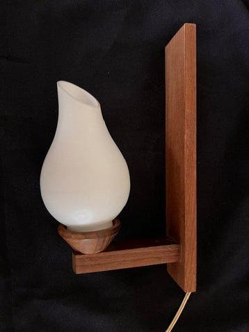 Lampe de table (4) - teck, métal, verre - Trépied