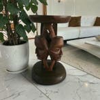 Table - Bois - Tabouret sculptural, Antiquités & Art