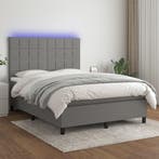 vidaXL Boxspring met matras en LED stof donkergrijs 140x200, Verzenden, Nieuw