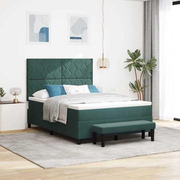vidaXL Boxspring bed met hoofdeinde Donkergroen 200 x 160 cm, Huis en Inrichting, Slaapkamer | Bedden, Verzenden, Nieuw