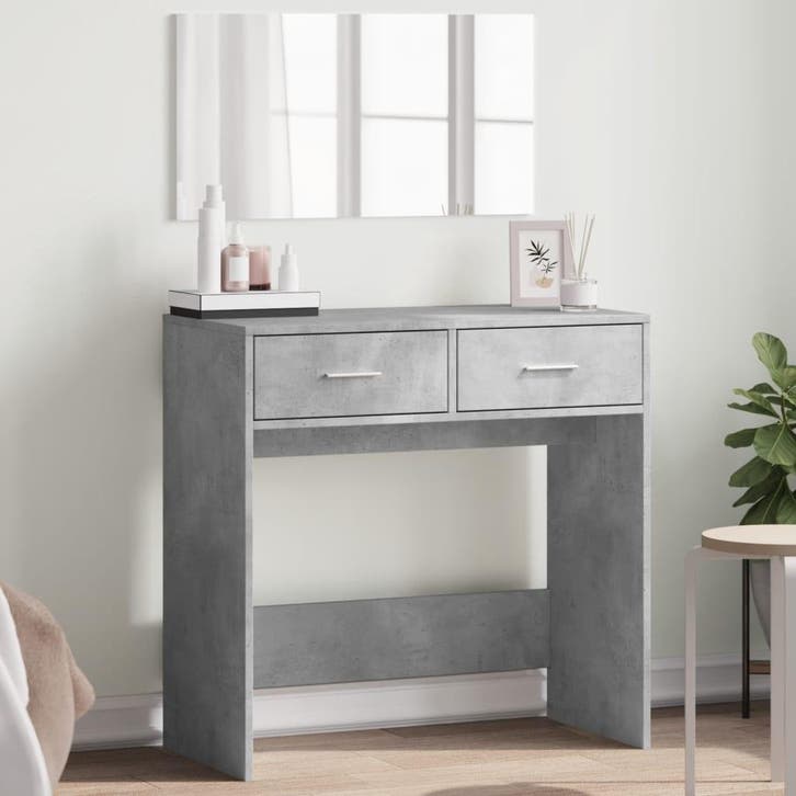 vidaXL Kaptafel met spiegel 80x39x80 cm betongrijs, Huis en Inrichting, Tafels | Kaptafels, Nieuw, Verzenden