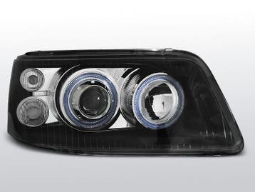 Koplampen (set) geschikt voor Volkswagen T5 zwart Angel Eyes, Verzenden