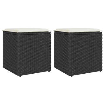 vidaXL Tuinkrukken met kussens 2 st 40x40x43 cm poly rattan, Verzenden, Nieuw