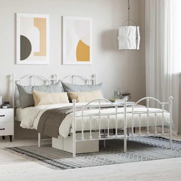 vidaXL Bedframe met hoofd- en voeteneinde metaal wit 140x200, Huis en Inrichting, Verzenden, Nieuw