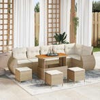 vidaXL Tuinbank Set met kussen 10 pcs Beige en Crème Poly, Verzenden, Nieuw