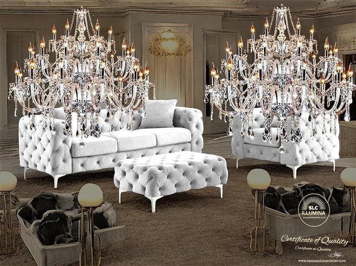 SLC Illumina - MG - Lustre (2) - Lights30cromo - Cristal -, Antiquités & Art, Art | Objets design