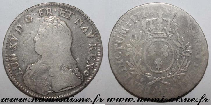 Écu France Frankreich Gad 321 Louis Xv Ecu Mit Olivenzwei.., Postzegels en Munten, Munten | Europa | Niet-Euromunten, België, Verzenden