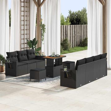 vidaXL Tuinbank Set 10 st 7-Aantal zitplaatsen Zwart poly, Verzenden