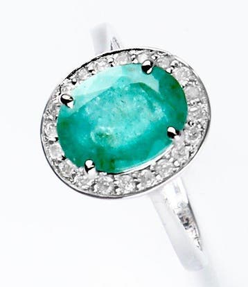 Sans prix de réserve - Bague - 14 carats Or blanc Émeraude -, Bijoux, Sacs & Beauté