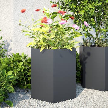 vidaXL Plantenbakken 2 st zeshoek 46x40x45 cm staal, Tuin en Terras, Verzenden, Nieuw