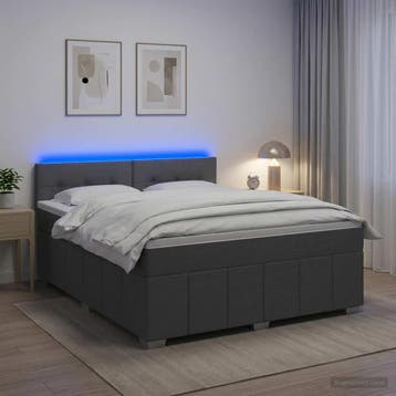 vidaXL Boxspringbed met matras Donkergrijs 160 x 200 cm Stof, Verzenden, Nieuw