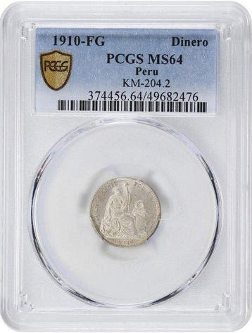 Pérou. Dinero 1910 - PCGS MS64 (FG)