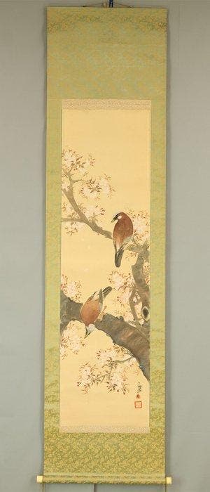 Two Eurasian Jays Perched on Cherry Tree with Box - with