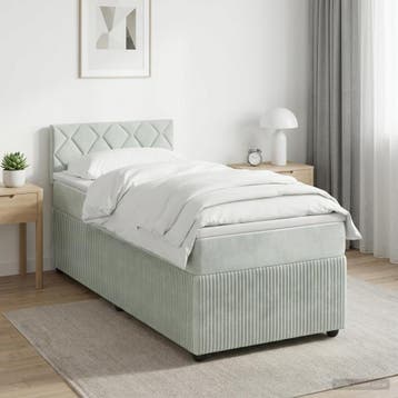 vidaXL Boxspringbed met matras Lichtgrijs 90 x 200 cm, Verzenden
