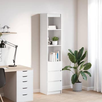 vidaXL Hoge kast 37,5x35x180 cm spaanplaat wit, Huis en Inrichting, Verzenden, Nieuw