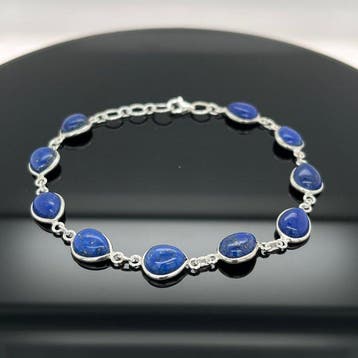 Zilver - Armband - Natuurlijke lapis lazuli