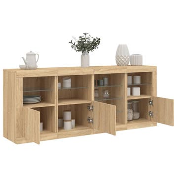 vidaXL Dressoir met LED-verlichting 164x37x67 cm sonoma, Verzenden