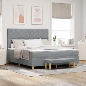 vidaXL Boxspring bed met hoofdeinde Lichtgrijs 200 x 180 cm, Huis en Inrichting, Slaapkamer | Bedden, Verzenden, Nieuw