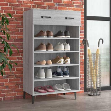 vidaXL Schoenenkast 60x35x105 cm bewerkt hout grijs sonoma, Verzenden, Nieuw