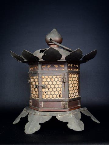 Japanese Antique Large Hexagonal Temple Lantern with
