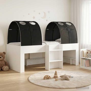 vidaXL Bed met Tunnel 4 st Wit en zwart Bewerkt hout, Huis en Inrichting, Slaapkamer | Bedden, Verzenden, Nieuw