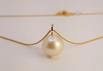 Pendentif - 14 carats Or jaune - Perle des Mers du Sud 11x12