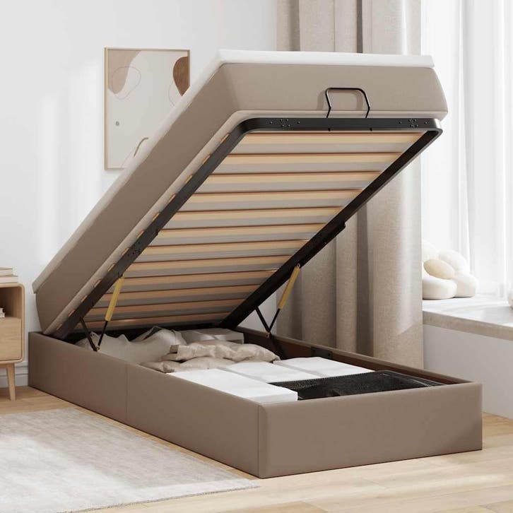 vidaXL Ottoman bed met matras 90x200cm kunstleer, Huis en Inrichting, Slaapkamer | Bedden, Nieuw, Verzenden