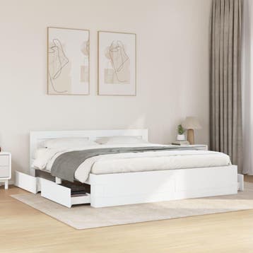 vidaXL Bedframe met hoofdeinde zonder matras 180x200 cm wit, Huis en Inrichting, Slaapkamer | Bedden, Verzenden, Nieuw