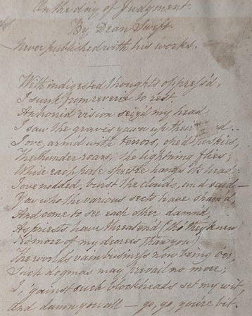 Jonathan Swift, Dean Swift - [Contemporary manuscript copy]