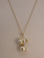 Collier avec pendentif - 18 carats Or jaune, Perles des mers