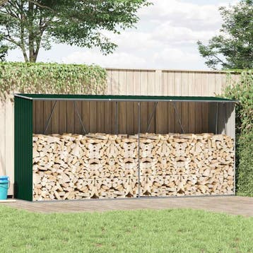vidaXL Haardhoutschuur 330x84x152 cm gegalvaniseerd staal, Verzenden
