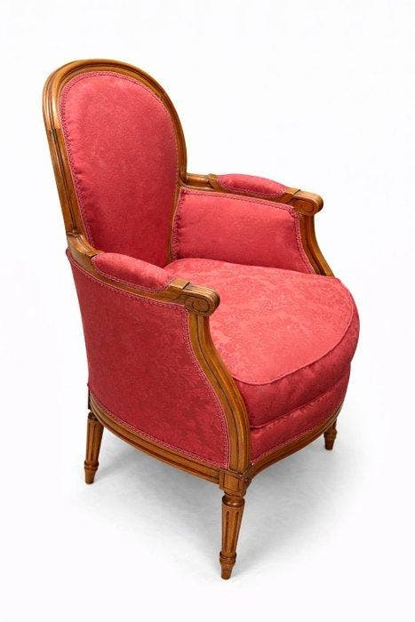 Chaise - Bois, tissu - Fauteuil style Louis XV, Antiquités & Art, Curiosités & Brocante