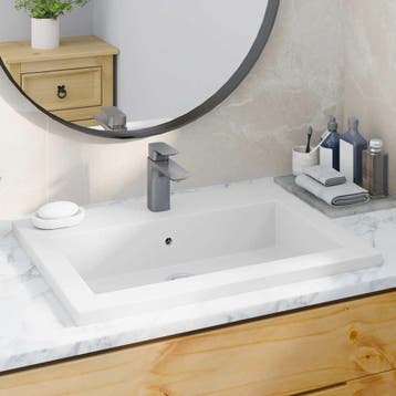 vidaXL Wasbak 600x450x120 mm graniet wit, Verzenden, Nieuw