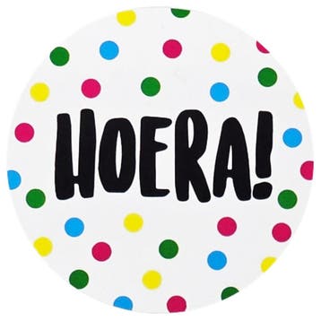 Fako Bijoux - 120x Sticker Hoera! - Gekleurde Stippen -, Verzenden