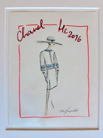 Karl Lagerfeld (1938-2019) - Authentische Chanel Modeskizze,