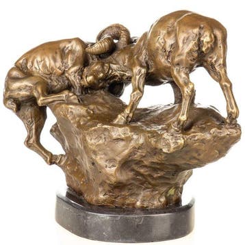 sculptuur, lotta tra arieti - 0 cm - Brons