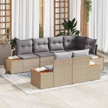 vidaXL Tuinbank Set 7 st 7-Aantal zitplaatsen Beige en, Verzenden, Nieuw