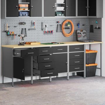 vidaXL Werkkast Set met lade met opslag met slot 5 st Zwart, Verzenden