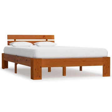 vidaXL Bedframe met hoofdbord grenenhout honingbruin 140x200, Huis en Inrichting, Verzenden, Nieuw