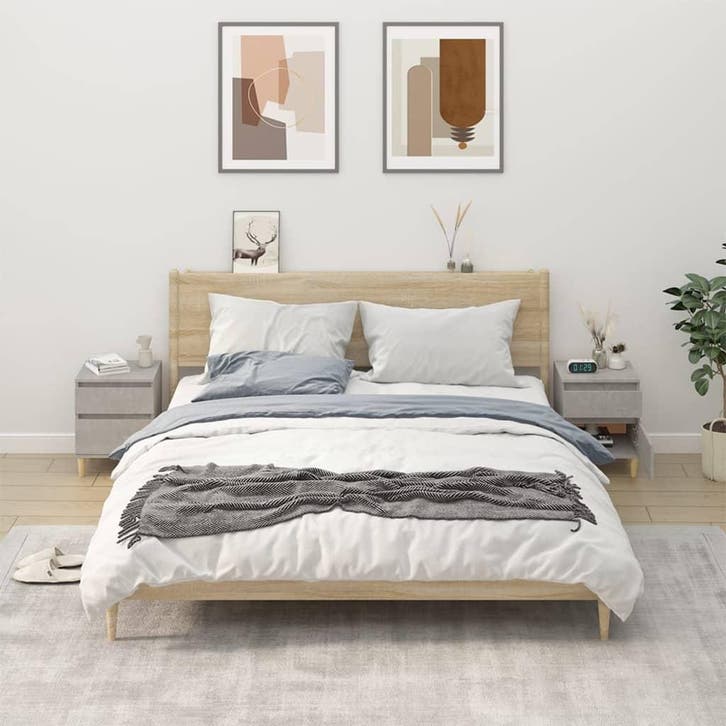 vidaXL Nachtkastjes 2 st 40x35x50 cm betongrijs, Maison & Meubles, Armoires | Autre, Envoi
