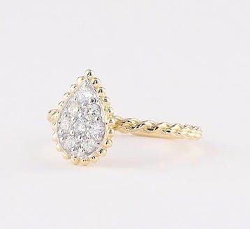 Statement ring - 14 karaat Geel goud - 0.35ct. tw. Diamant