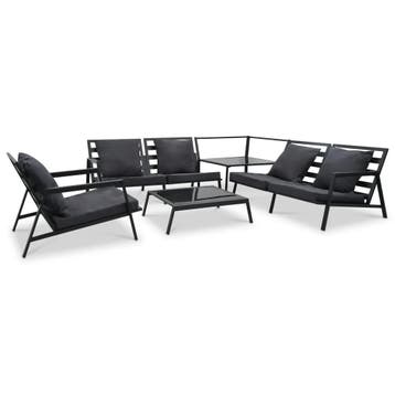 vidaXL 5-delige Loungeset met kussens aluminium donkergrijs, Jardin & Terrasse, Ensembles de jardin, Verzenden, Loungeset