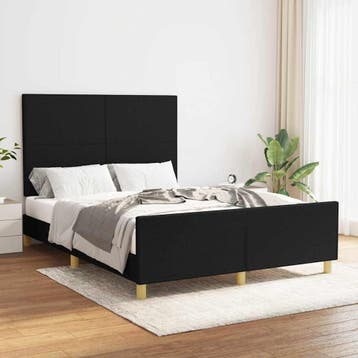 vidaXL Bedframe zonder matras stof zwart 140x190 cm, Verzenden