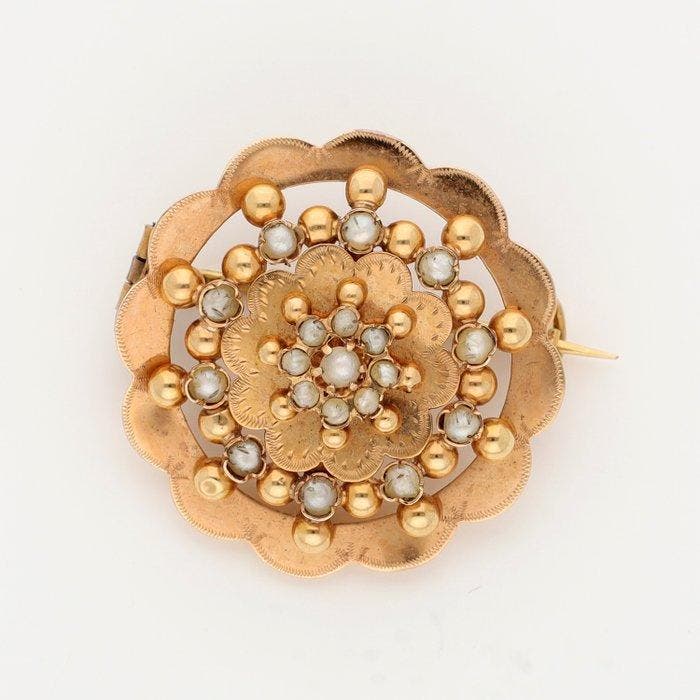 Broche - 18 carats Or rose Perle, Bijoux, Sacs & Beauté, Bijoux anciens