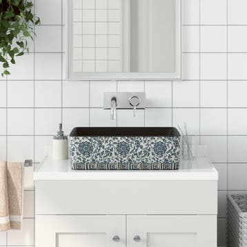 vidaXL Opzetwasbak rechthoekig 46x35,5x13 cm keramiek zwart, Verzenden, Nieuw