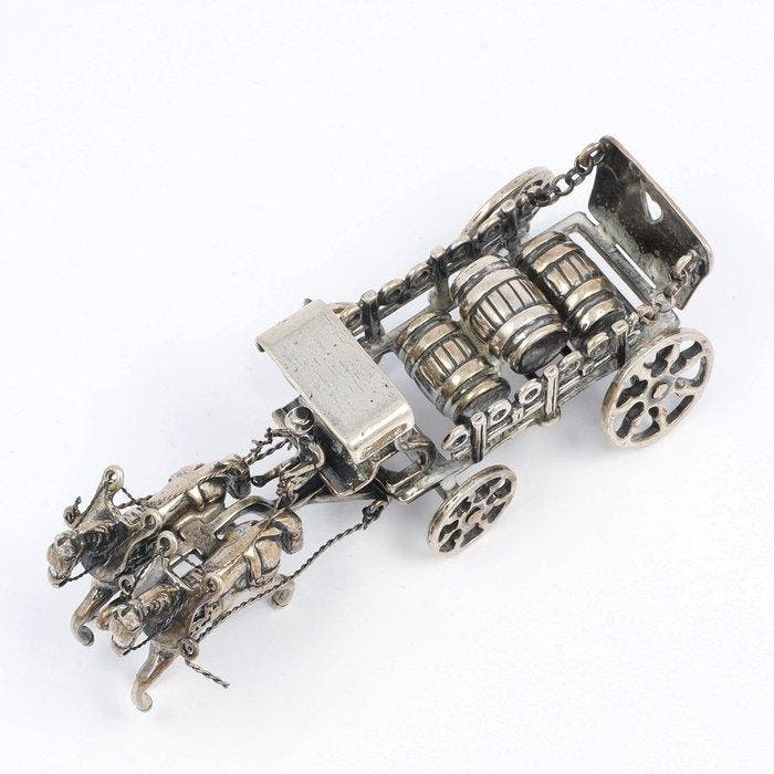 J. Weeda - Miniatuur bierkar - Beeldje - .835 zilver, Antiek en Kunst, Antiek | Zilver en Goud