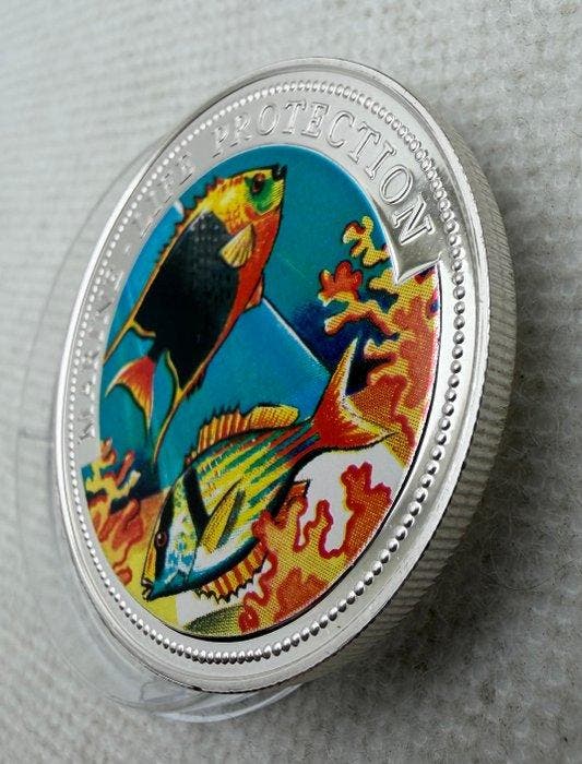 Gambia. 50 Bututs 1997 Marine-Life Protection , plata 999, Postzegels en Munten, Munten | Europa | Niet-Euromunten