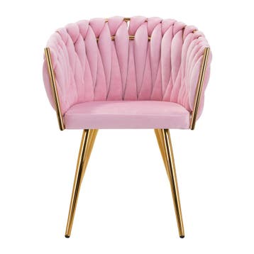 Velvet Stoel met Armleuningen – Goud Frame en Vlechtrug, Maison & Meubles, Chaises, Verzenden