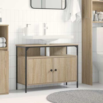 vidaXL Wastafel kabinet voor de badkamer Bruin 80 x 30 x 60, Verzenden, Nieuw