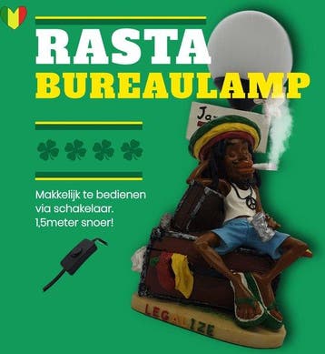 2dekans | Wiet accesoires rastafari bureaulamp – grappige, Ophalen of Verzenden, Nieuw